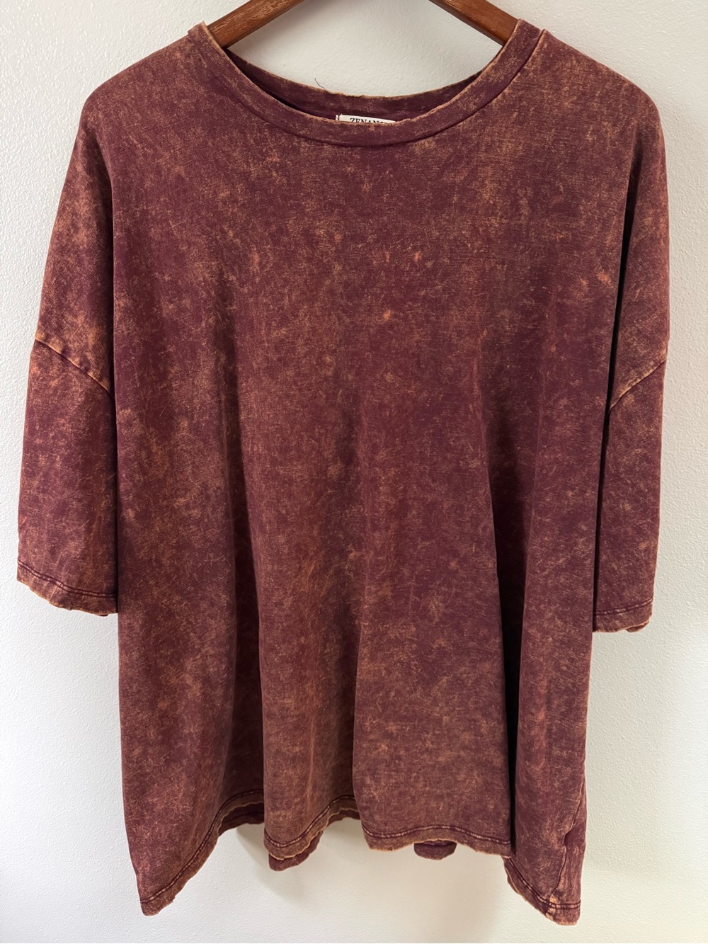 Zenana Outfitters Mineral-Wash Burgundy Short Sleeve Tee